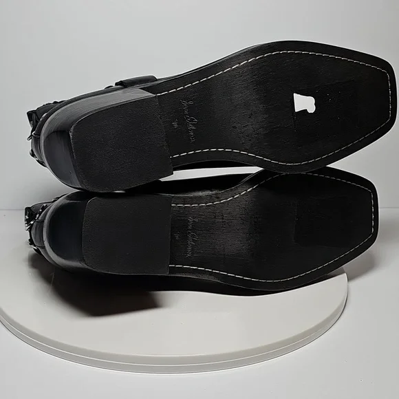 ​NWOT Sam Edelman Bellamie Black Leather Moto Bootie Cowgirl Chunky Heel 9.5 - Picture 14 of 15